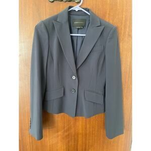 BCBGMAXAZRIA Women's XS Navy Blue Blazer Nessa Lined Two Button Tie Bow Back